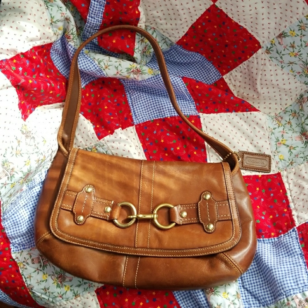 Coach Brown Leather Ergo Belted Flap Hobo Bag/Purs